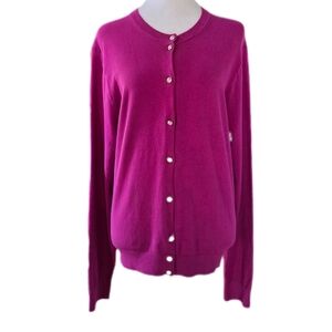 J. Crew Factory  Rhinestone Button-Up Cardigan Berry 100% Cotton Size XL